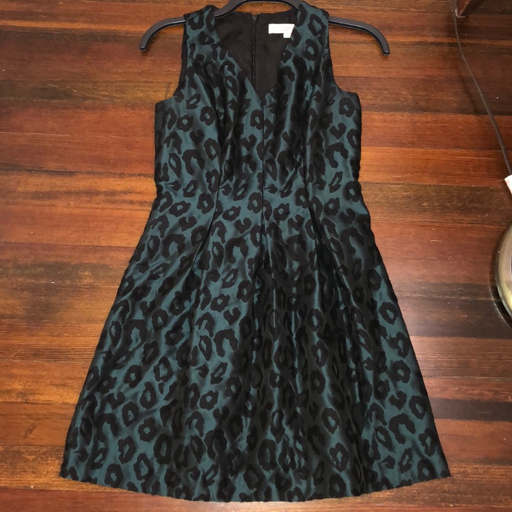 Emerald green and black leopard print dress-XS